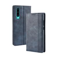 Magnetische Buckle retro Crazy Horse textuur horizontale Flip lederen case voor Huawei P30 met houder & kaartsleuven & fotolijstjes (blauw)