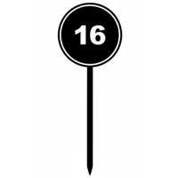 Verjaardagsfeest leeftijd cocktailprikkers - 16 jaar - 12x - thema stopbord zwart - sweet sixteen