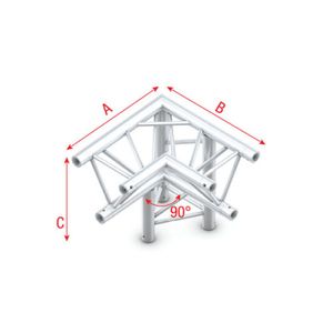 Showtec DT22-012 3-weg truss koppelstuk Apex Down, Hoek 90 + Rechts omlaag