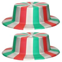 Carnaval verkleed Italiaanse vlag hoed - 4x - voor volwassenen - thema artikelen Carnaval verkleed Italiaanse vlag hoed - 4x - voor volwassenen - thema artikelen