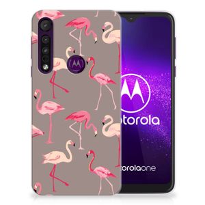 Motorola One Macro TPU Hoesje Flamingo