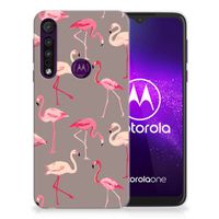 Motorola One Macro TPU Hoesje Flamingo - thumbnail