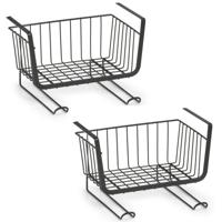 Zeller opberg opruim kast hangmandjes - 3x - zwart - met haken 31 x 26 x 20 cm - Organiseren