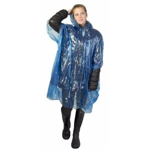 6x stuks blauwe noodponcho doorschijnend - Regenponcho's