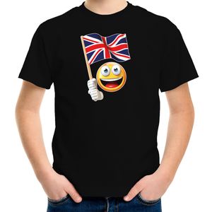 Verenigd Koninkrijk supporter / fan emoticon t-shirt zwart voor kinderen