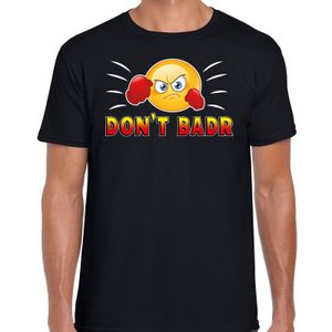 Funny emoticon t-shirt Dont Badr zwart voor heren