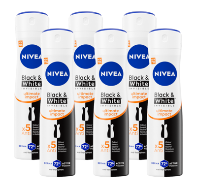 Nivea Black & White Invisible Ultimate Impact Deodorant Spray Multiverpakking Nivea Black & White Invisible Ultimate Impact Deodorant Spray Multiverpakking