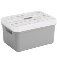 Sunware opslagbox - 13 liter - lichtgrijs - kunststof - 35 x 25 x 18 cm - met afsluitbare deksel