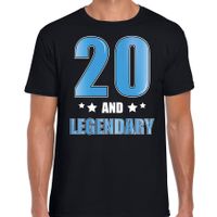 20 and legendary verjaardag cadeau t-shirt 20 jaar zwart voor heren