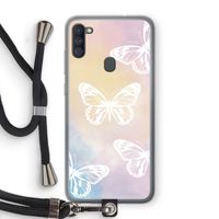 White butterfly: Samsung Galaxy A11 Transparant Hoesje met koord White butterfly: Samsung Galaxy A11 Transparant Hoesje met koord