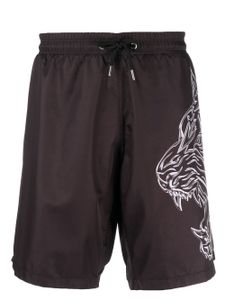 Plein Sport short de bain à logo imprimé - Noir