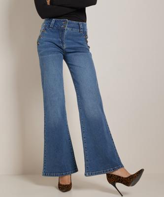 wide fit stretch jeans met knopen wide fit stretch jeans met knopen