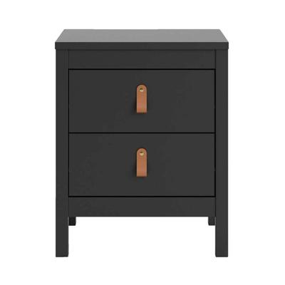 2e Halve Prijs Leen Bakker - Nachtkastje Madeira - 2 Lades - Spaanplaat - Zwart - 44x54x38 Cm