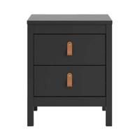 2e Halve Prijs Leen Bakker - Nachtkastje Madeira - 2 Lades - Spaanplaat - Zwart - 44x54x38 Cm