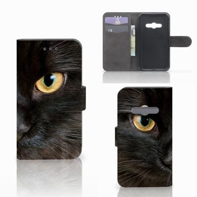 Samsung Galaxy Xcover 3 | Xcover 3 VE | Telefoonhoesje | Met pasjeshouder | Zwarte Kat