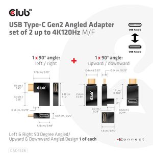 club3D USB 3.2 Gen 2 (USB 3.1 Gen 2) Adapter [1x USB-C stekker - 1x USB-C bus] Adapter USB 3.2 Typ C