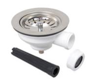 Kirchhoff kunststof korfventiel, 1 1/2" et, rvs ventielbeker & zeef ø114 mm, met 1" overloopaansluiting - 98835340