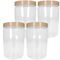 Plasticforte Voorraadpot - 4x - bewaarpot - 450 ml - kunststof - beige - 7 x 13 cm