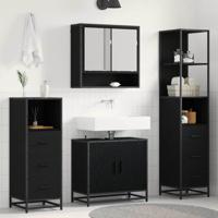 Badkamermeubelset met lade 4 pcs Zwart eiken 65 x 33 x 60 cm