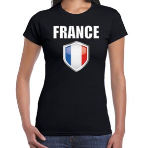 Frankrijk fun/ supporter t-shirt dames met Franse vlag in vlaggenschild 2XL  -