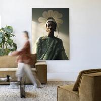 Urban Cotton Wandkleed 'Editorial Flower' 145 x 190cm in Frame - black
