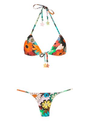 Amir Slama bikini dos-nu à fleurs - Multicolore