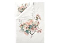 LIVARNO Satijnen dekbedovertrek, 140 x 200 cm (Bloesemboom/wit)