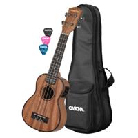 Cascha HH 2026EL sopraan ukelele mahonie met pick-up en gigbag - linkshandig