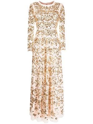 Needle & Thread robe ornée de sequins à coupe longue - Rose
