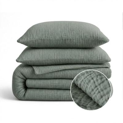 1+1 Gratis Wasbaar Lazy Dekbed Zonder Overtrek - Zonder Overtrek - Katoen Mousseline - Groen - Dekbed-Discounter.nl