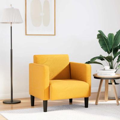 Fauteuil met armleuningen 54 cm corduroy stof lichtgeel