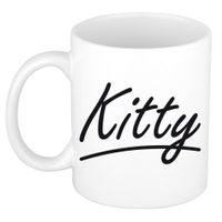 Naam cadeau mok / beker Kitty met sierlijke letters 300 ml - thumbnail