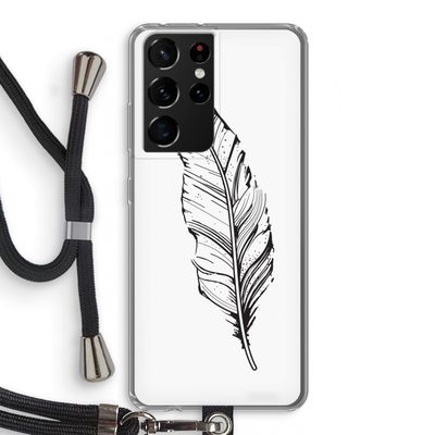 Pluim: Samsung Galaxy S21 Ultra Transparant Hoesje met koord