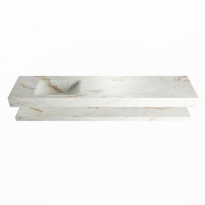 MONDIAZ ALAN-DLUX 200cm planchet Frappe. Vrijhangende wastafel CLOUD links 1 kraangat, kleur Frappe.