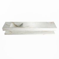 MONDIAZ ALAN-DLUX 200cm planchet Frappe. Vrijhangende wastafel CLOUD links 1 kraangat, kleur Frappe.