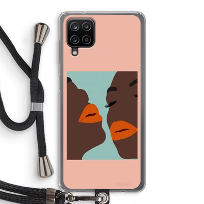 Orange lips: Samsung Galaxy A12 Transparant Hoesje met koord