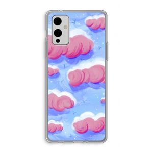 Roze wolken met vogels: OnePlus 9 Transparant Hoesje