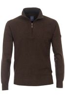 Redmond Casual Regular Fit Half-Zip Sweater bruin, Effen