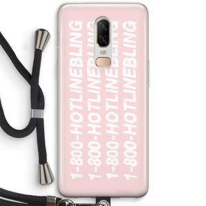 Hotline bling pink: OnePlus 6 Transparant Hoesje met koord