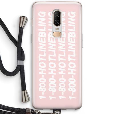 Hotline bling pink: OnePlus 6 Transparant Hoesje met koord