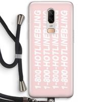 Hotline bling pink: OnePlus 6 Transparant Hoesje met koord