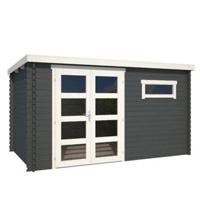 Blokhut Timian 380x230 Carbon Grey-Wit - Outdoor life