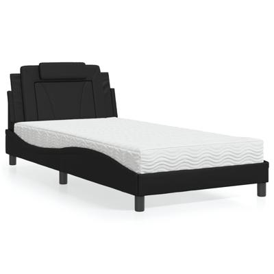 Bed met matras kunstleer zwart 100x200 cm