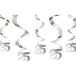 Folat 25 jaar jubileum rotorspiraal - zilveren jubileum - 60 cm - hangdecoratie/feestartikelen