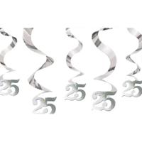 Folat 25 jaar jubileum rotorspiraal - zilveren jubileum - 60 cm - hangdecoratie/feestartikelen