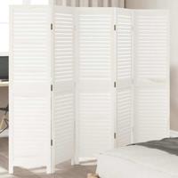 Kamerscherm met 5 panelen massief paulowniahout wit