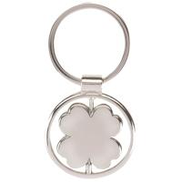 Sleutelhanger klavertje vier - 3,5 cm - aluminium/staal - draaibaar
