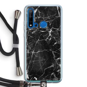 Zwart Marmer 2: Huawei P20 Lite (2019) Transparant Hoesje met koord