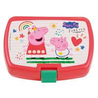 Peppa Pig broodtrommel/lunchbox voor kinderen - roze - kunststof - 17 x 12 cm - thumbnail