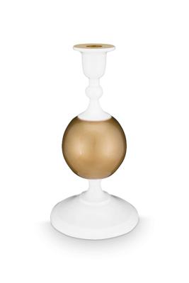 Pip Studio Metalen Kandelaar Bol Small Wit-Goud 24cm